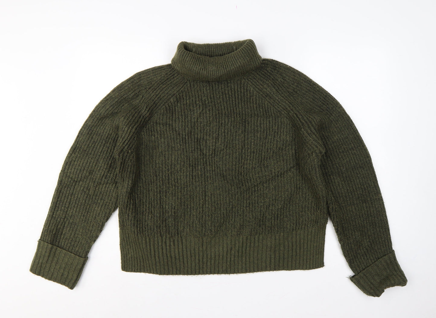 Nobody's Child Women Green M Rib Knit Roll Neck Jumper