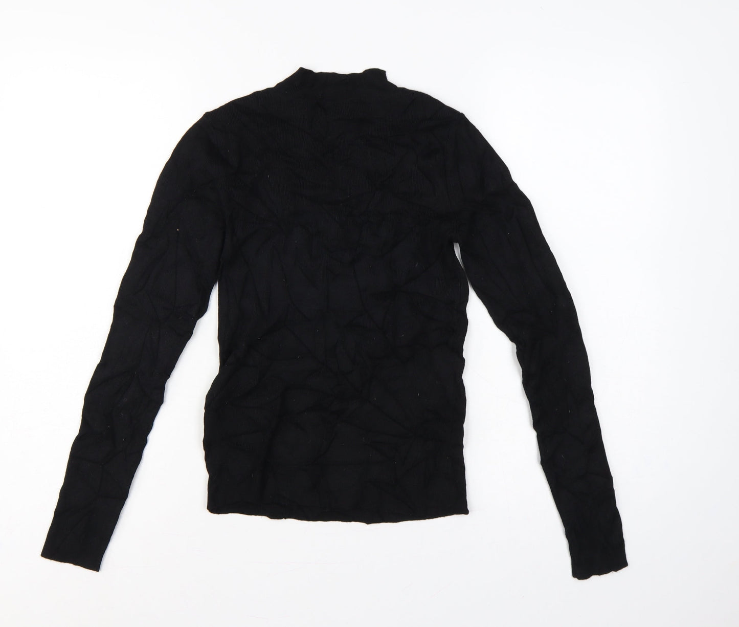 Oasis Women Black Size S Beaded High Neck Long Sleeve Knit Jumper