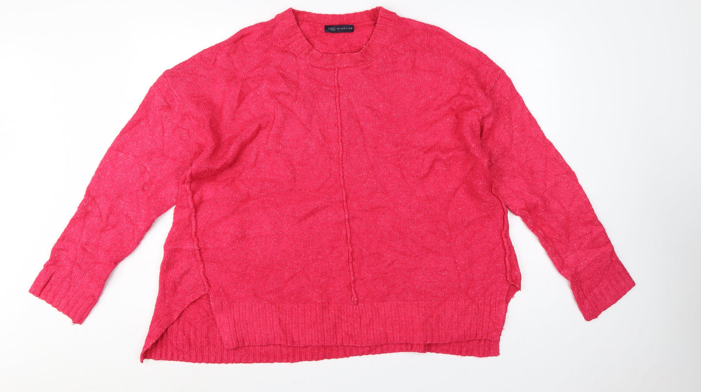Marks and Spencer Women Red XL Crew Neck Knit Pullover Jumper
