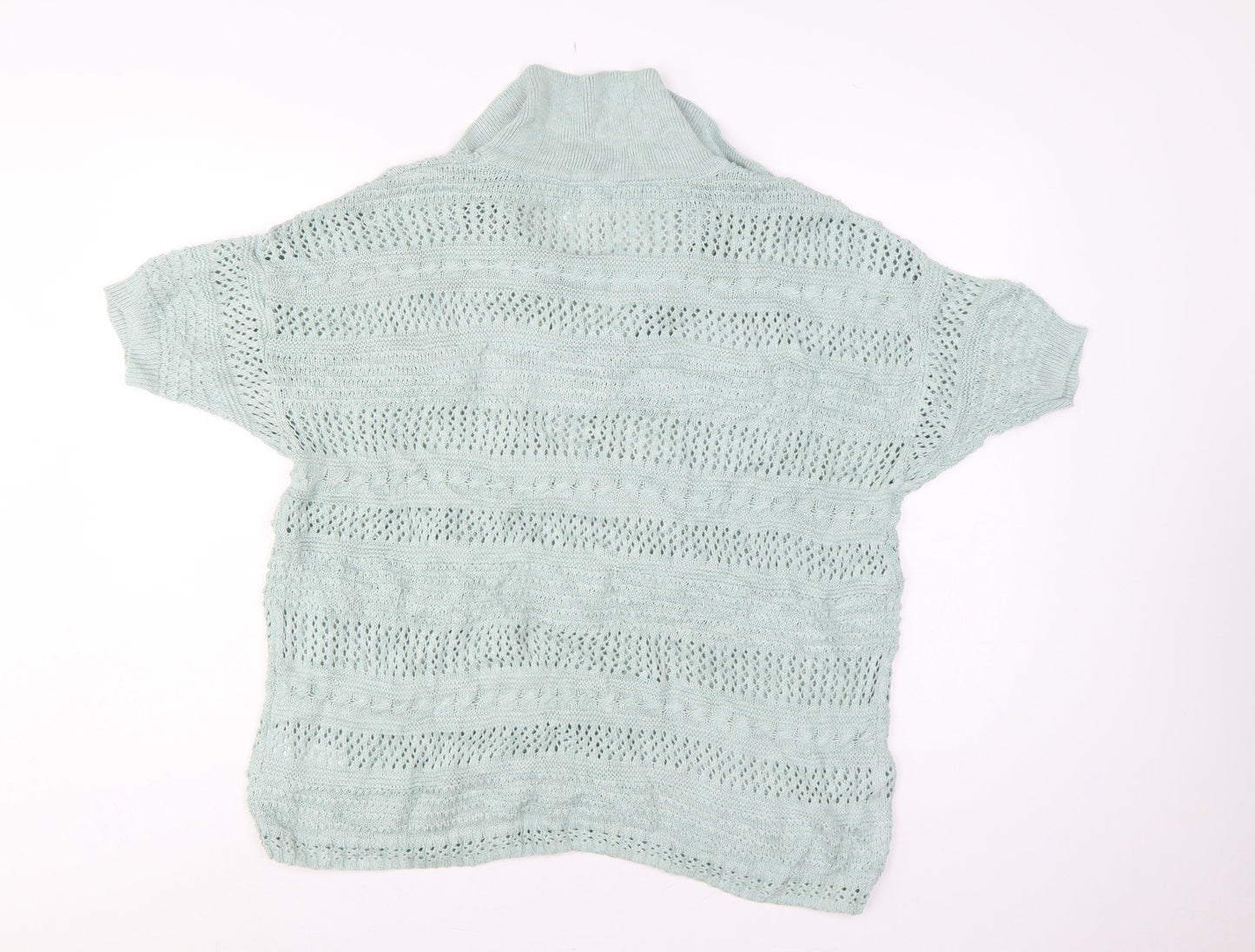 Joie Women’s Blue UK 20 Open Knit Collared Short Sleeve Jumper