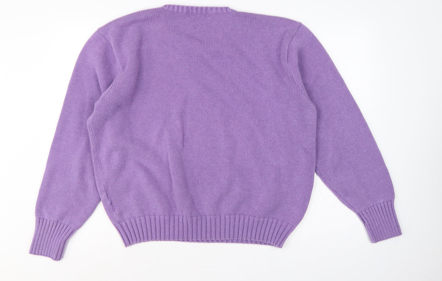 Polo Ralph Lauren Women Purple XL Cotton V-Neck Logo Pullover Jumper