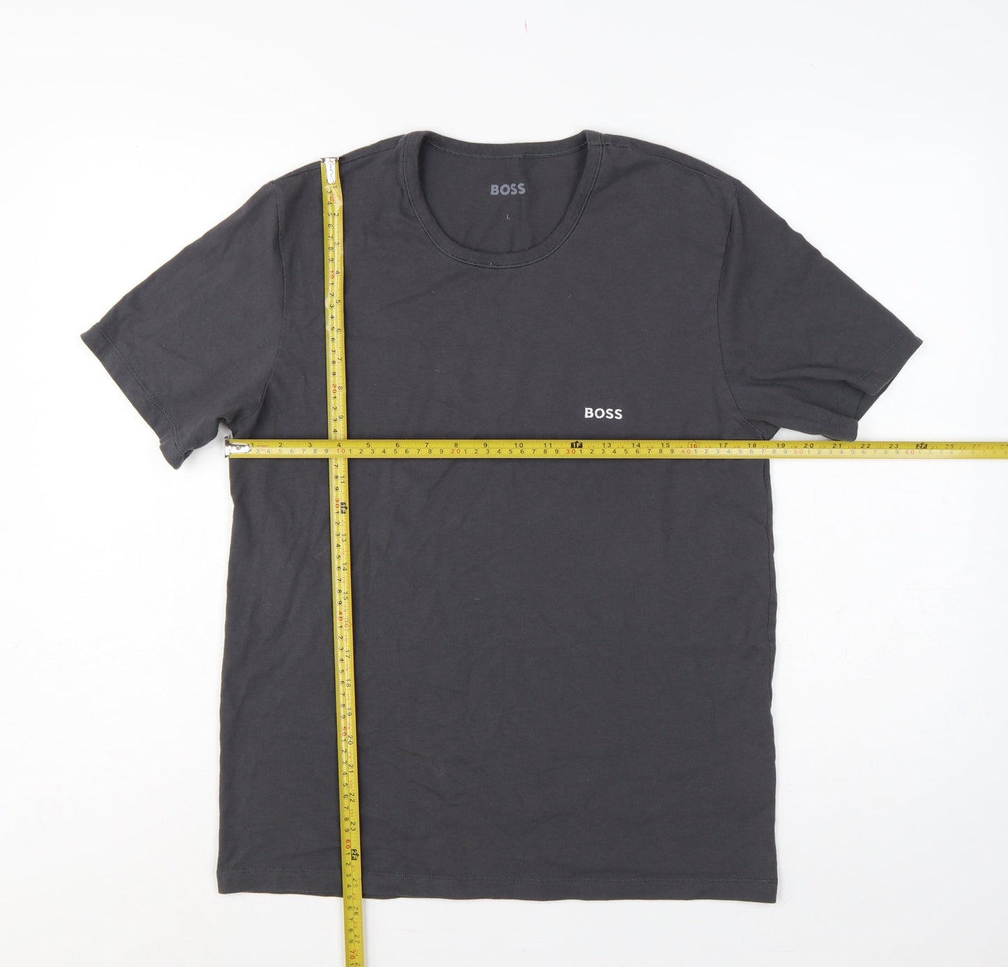 BOSS Mens Black L Logo Cotton Crew Neck Short Sleeve T-Shirt