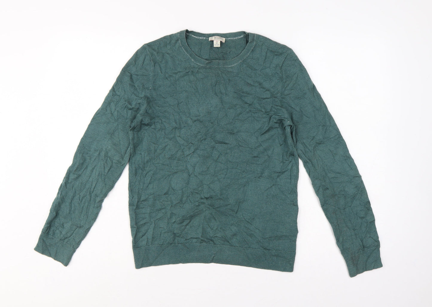 Gap Women's Green L 100% Merino Wool Crew Neck Fine Knit Pullover