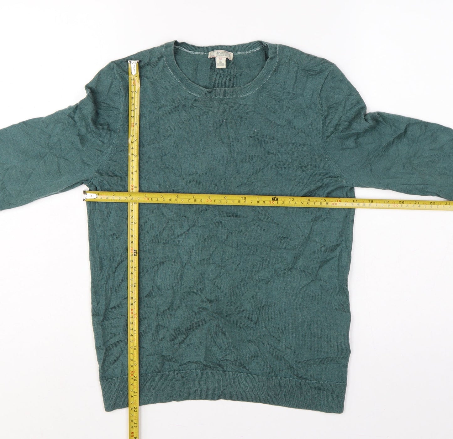 Gap Women's Green L 100% Merino Wool Crew Neck Fine Knit Pullover