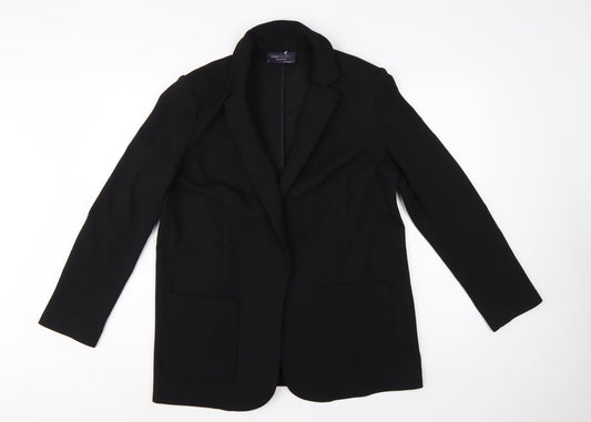 Marks and Spencer Women Black UK 14 Relaxed Fit Stretch Blazer
