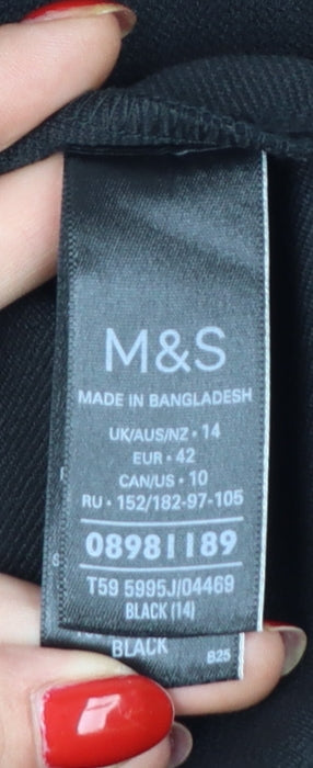 Marks and Spencer Women Black UK 14 Relaxed Fit Stretch Blazer