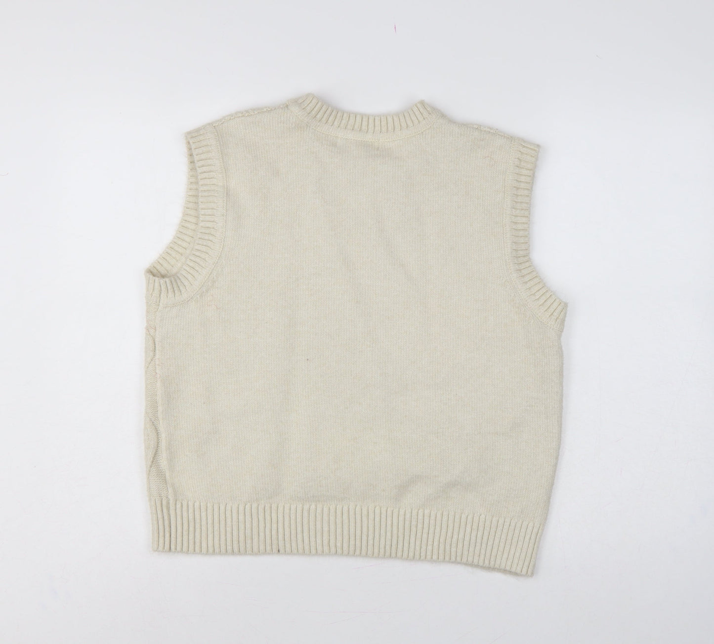 Marks & Spencer Women Ivory M Cable Knit Sleeveless Jumper Vest