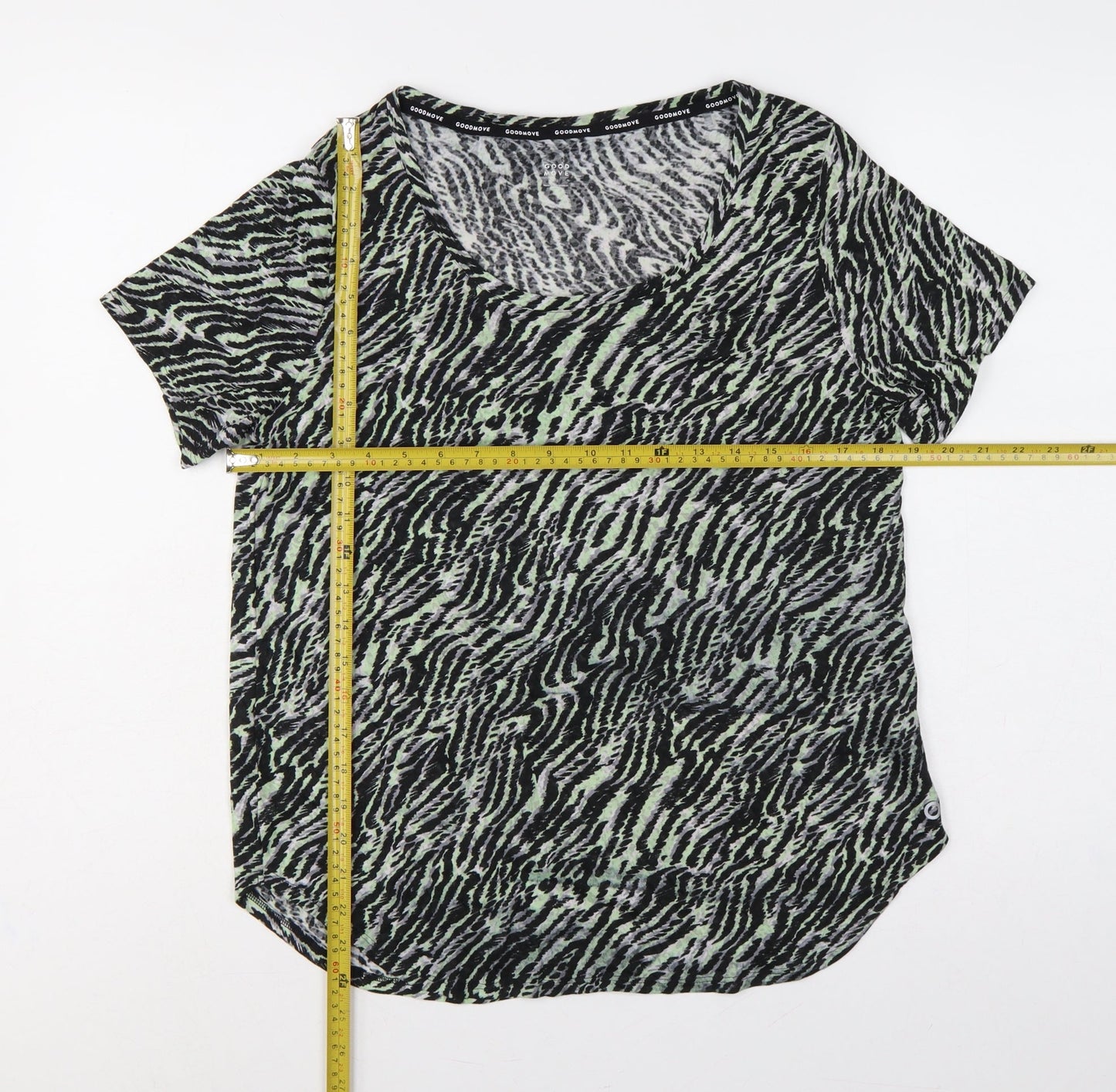 Marks & Spencer Women Green Animal Print Size 14 Wrap V-Neck Top