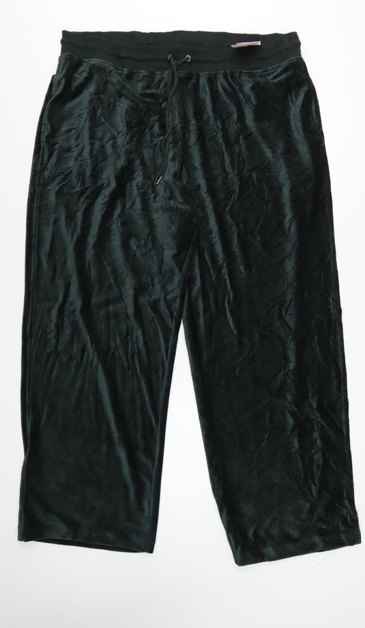 Marks & Spencer Women Green Size 22 Wide Leg Velour Joggers