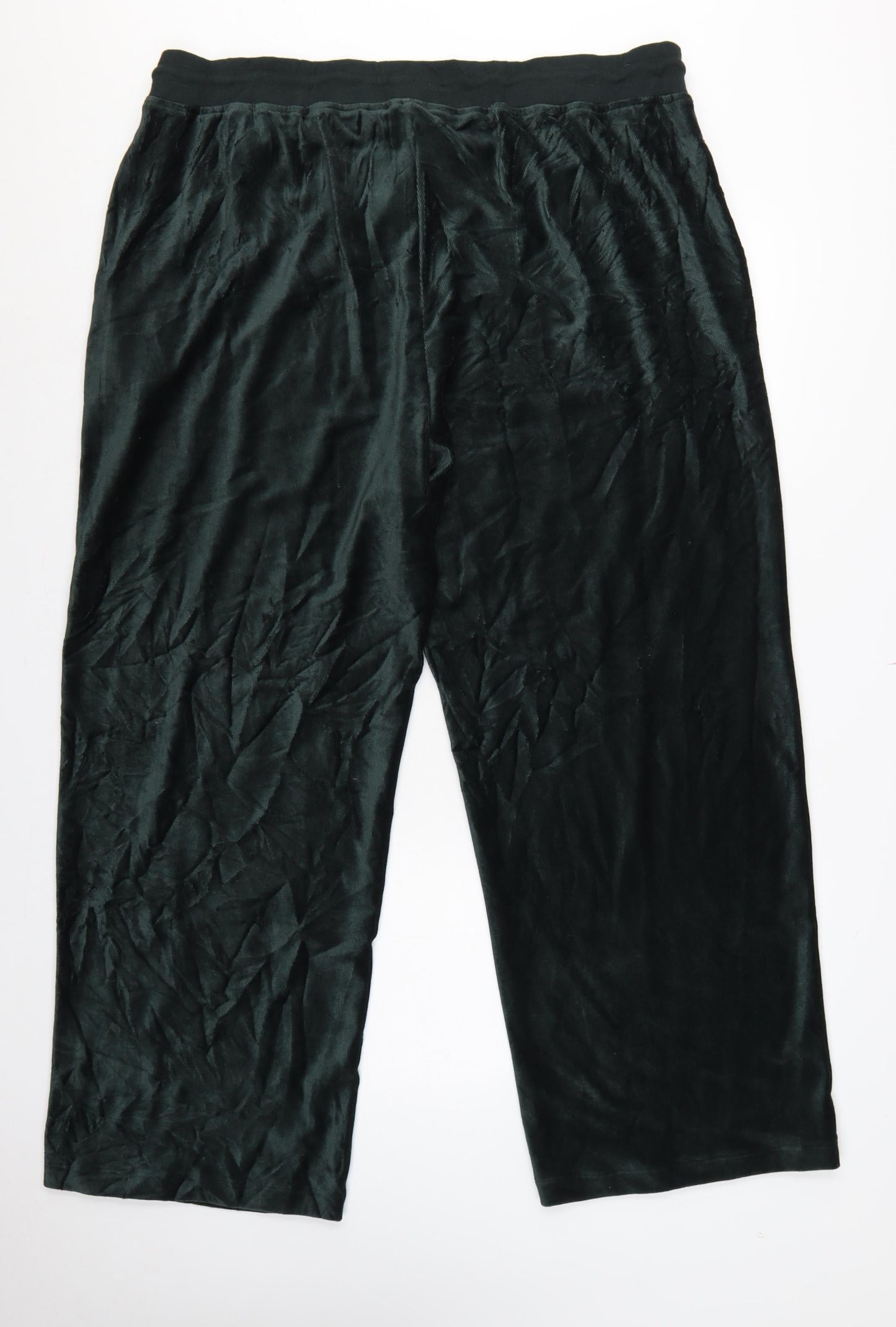 Marks & Spencer Women Green Size 22 Wide Leg Velour Joggers