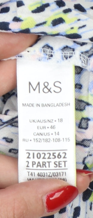 Marks and Spencer Women Multicoloured Size 18 Animal Print V-Neck Blouse