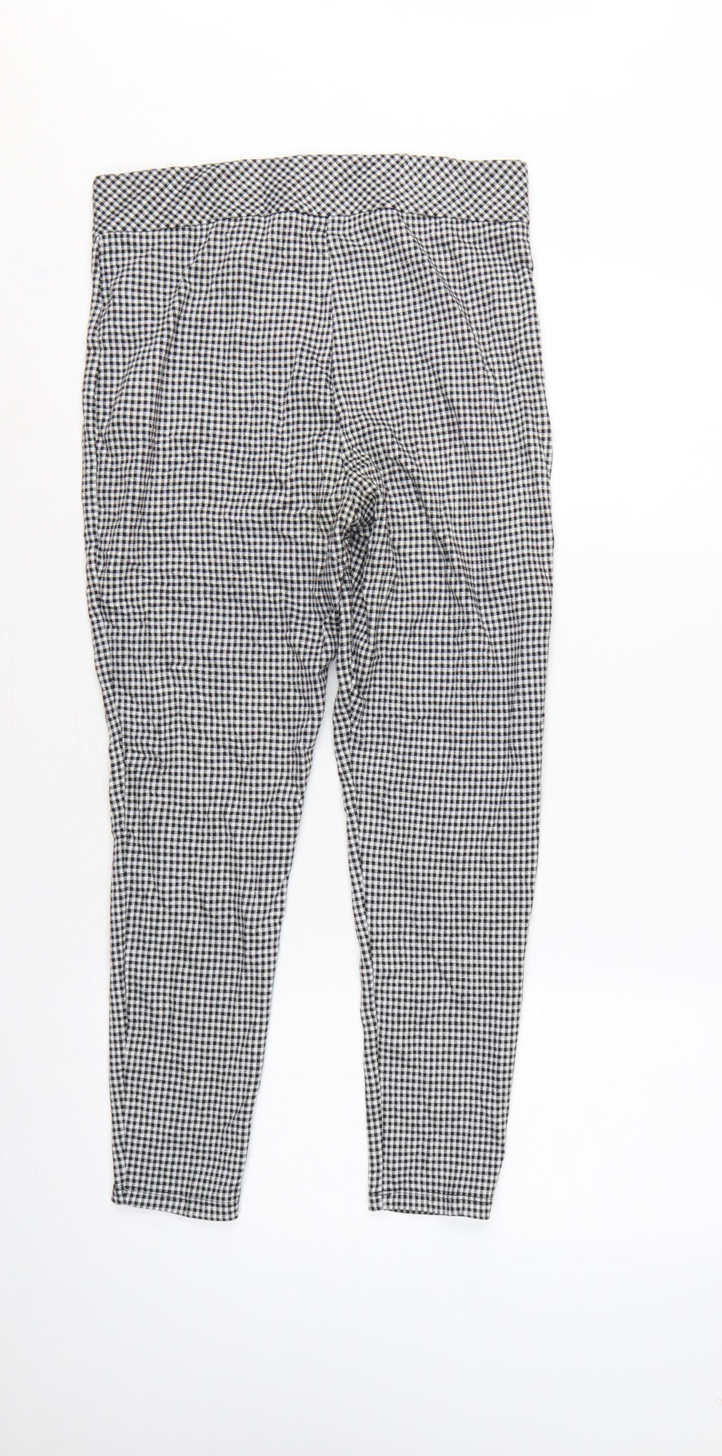Marks and Spencer Women Black Check Zip Pocket Leggings UK 12 Short