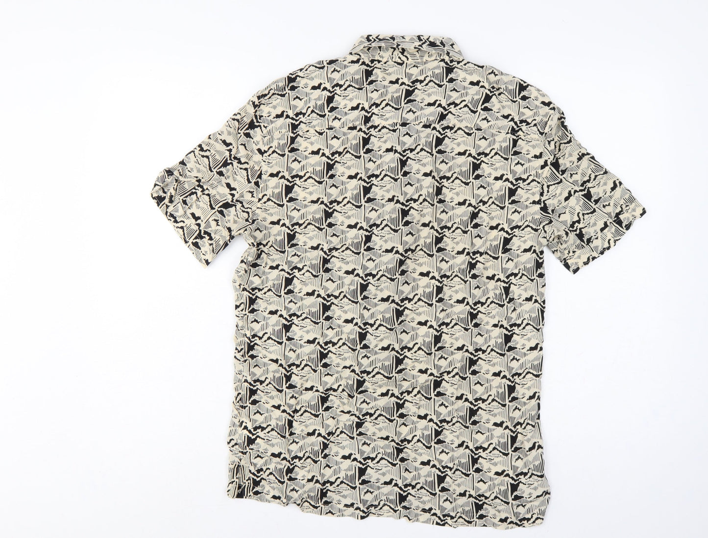 AllSaints Men’s M Multicoloured Geometric Viscose Short Sleeve Shirt