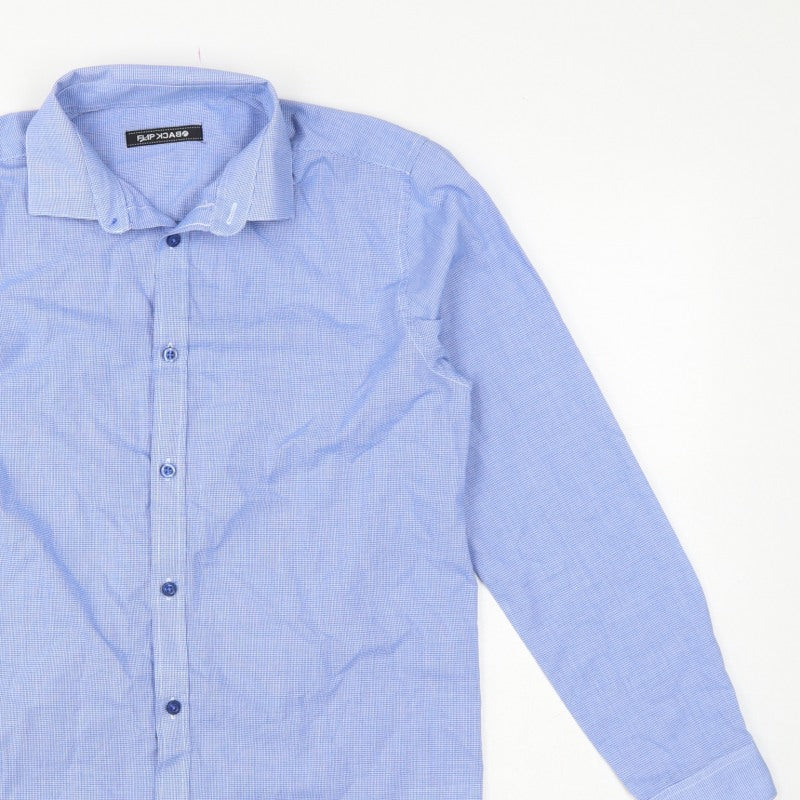 Additional view of Flipback boys’ blue check long sleeve button-up dress shirt 13-14 years