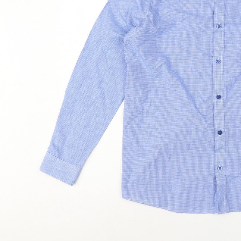 Additional view of Flipback boys’ blue check long sleeve button-up dress shirt 13-14 years