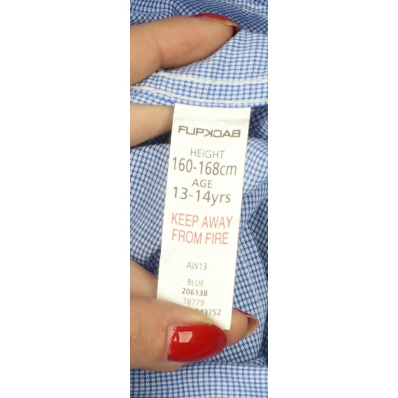 Additional view of Flipback boys’ blue check long sleeve button-up dress shirt 13-14 years