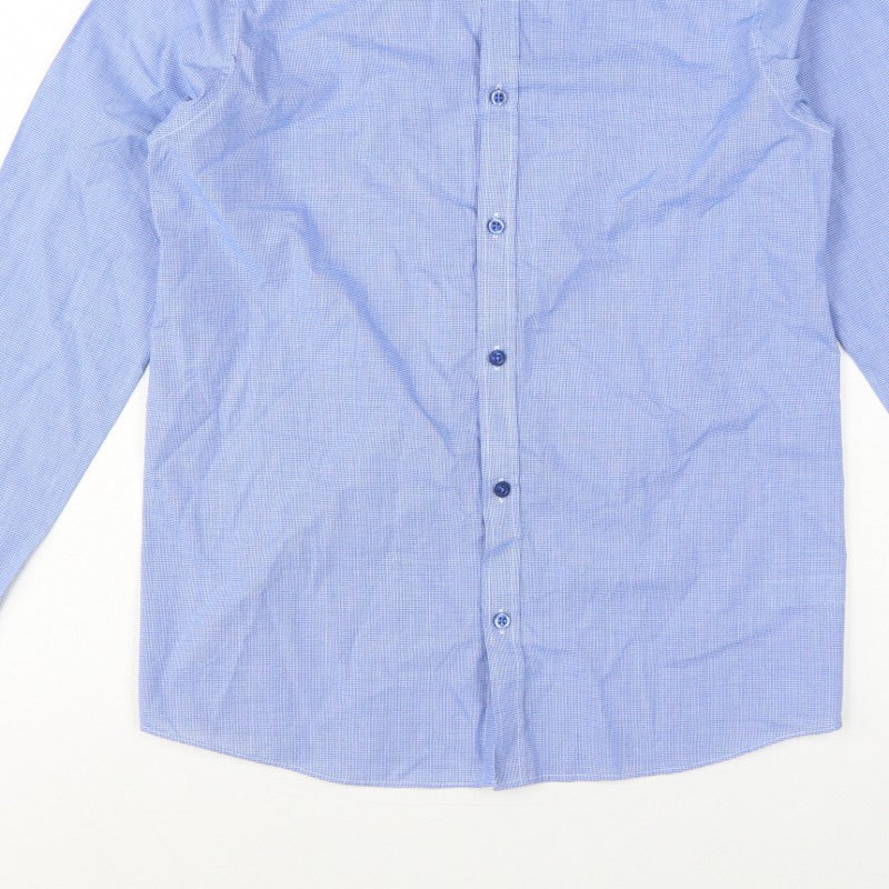 Additional view of Flipback boys’ blue check long sleeve button-up dress shirt 13-14 years