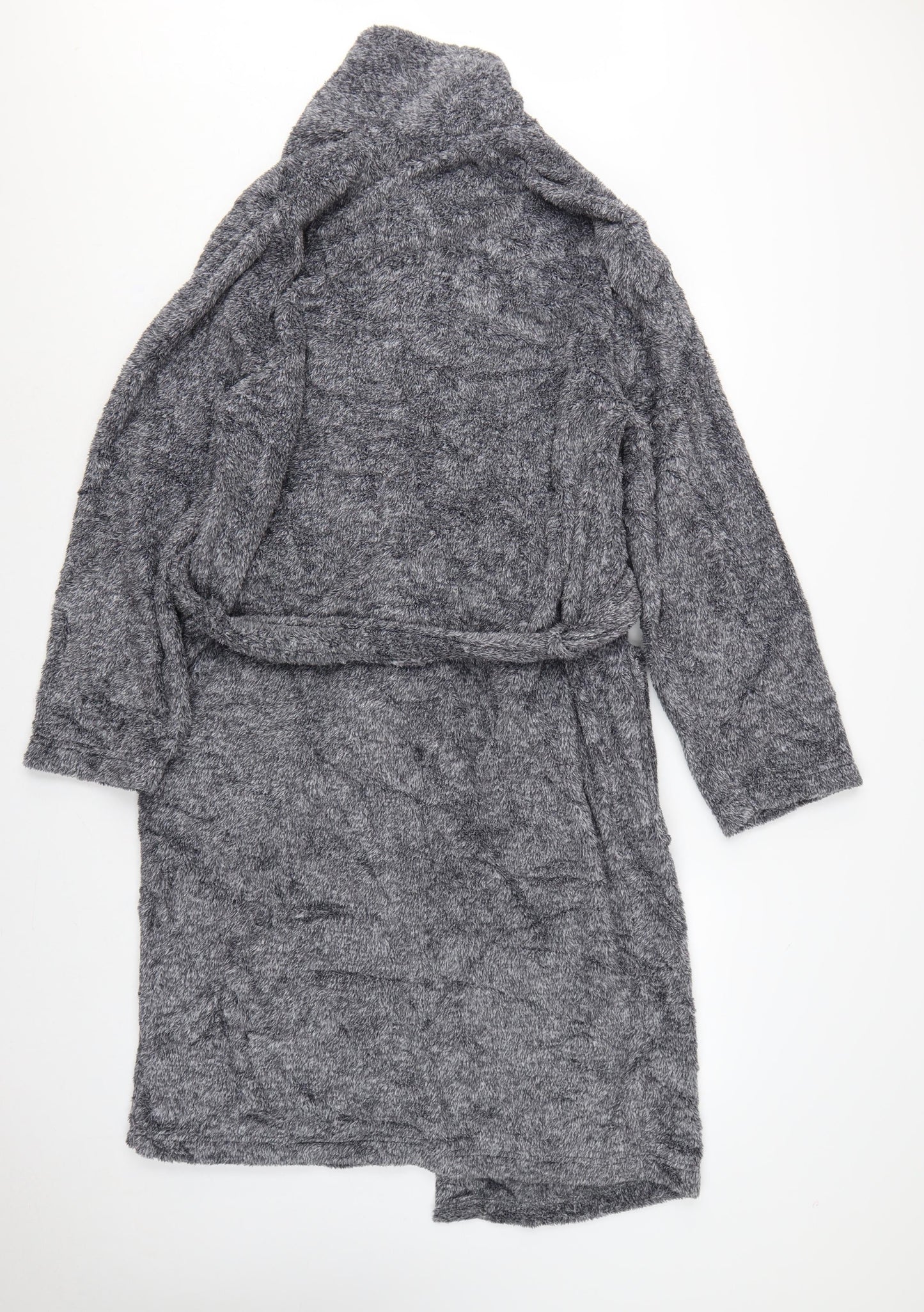 Marks and Spencer Men Grey S Fleece Belted Dressing Gown Robe