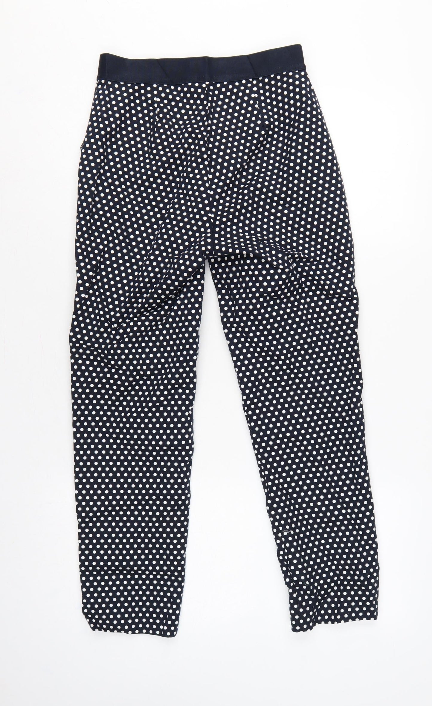 M&S Women’s Blue Polka Dot Tapered Trousers UK 8 Short