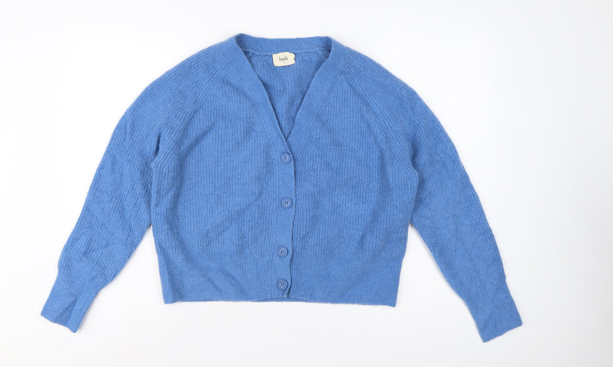 Hush Women’s Blue M V-Neck Button Knit Cardigan Long Sleeve