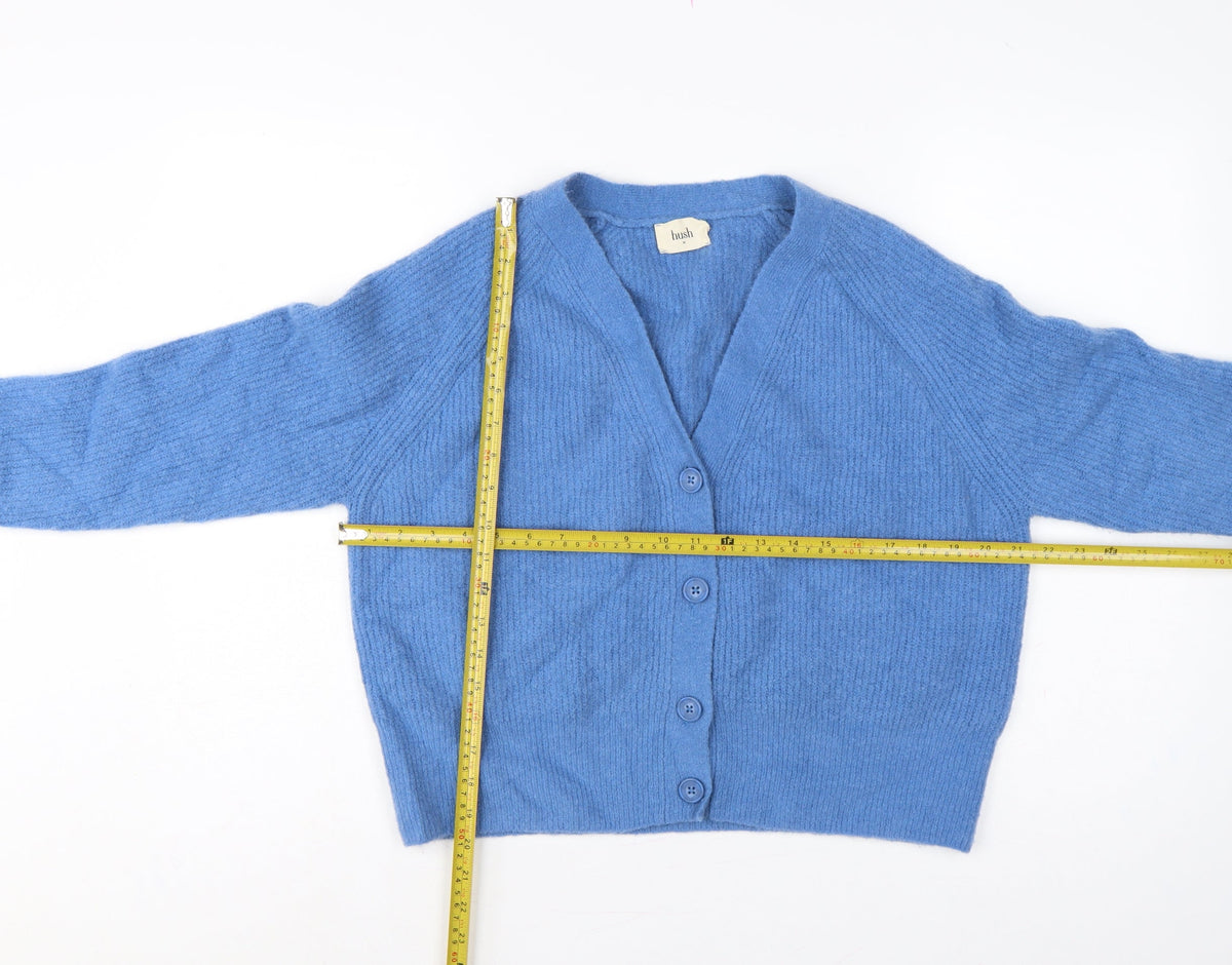 Hush Women’s Blue M V-Neck Button Knit Cardigan Long Sleeve