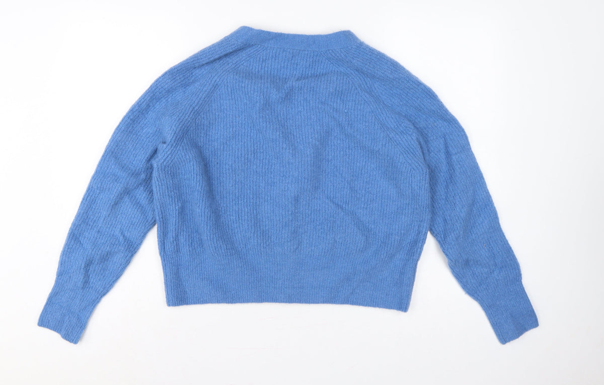Hush Women’s Blue M V-Neck Button Knit Cardigan Long Sleeve