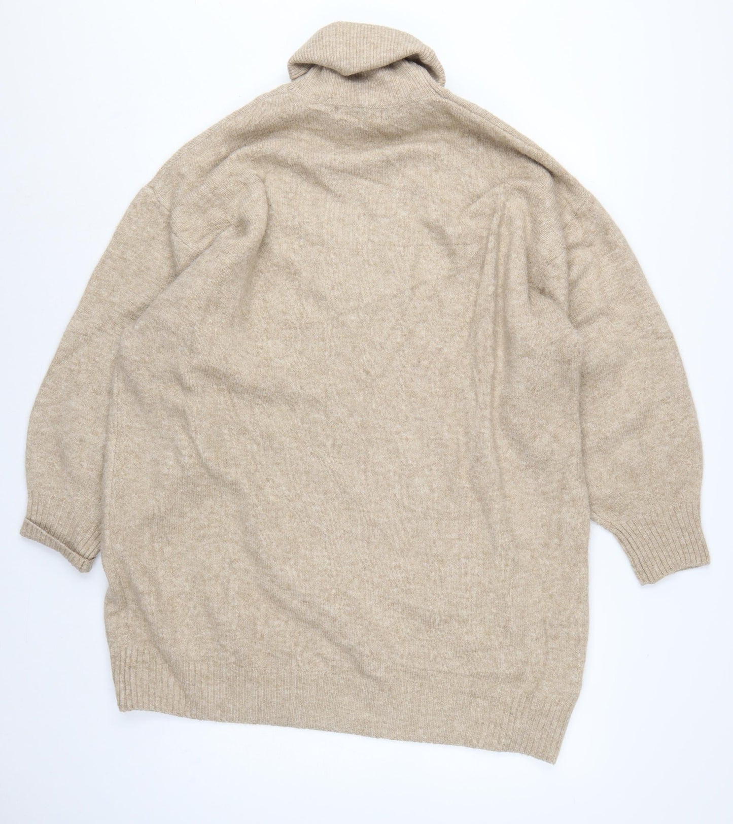 MNG Women’s Beige UK 12 Roll Neck Long Sleeve Knit Pullover Jumper
