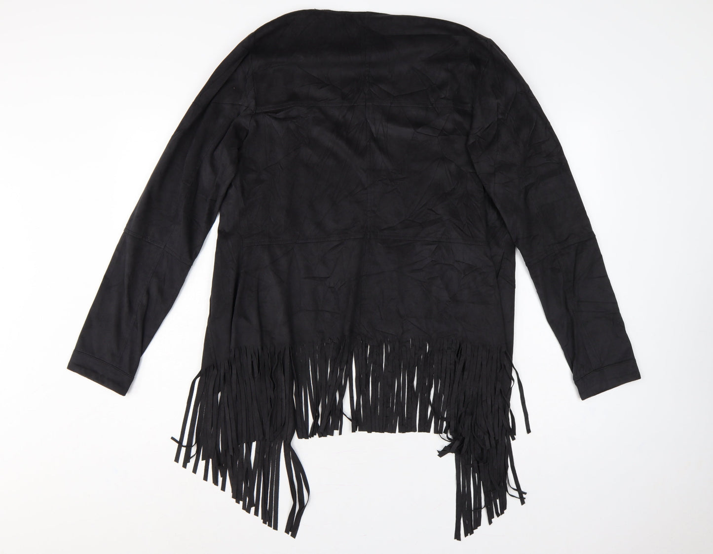 Expresso Women’s Black UK 16 Open Fringe Stretch Jacket Boho