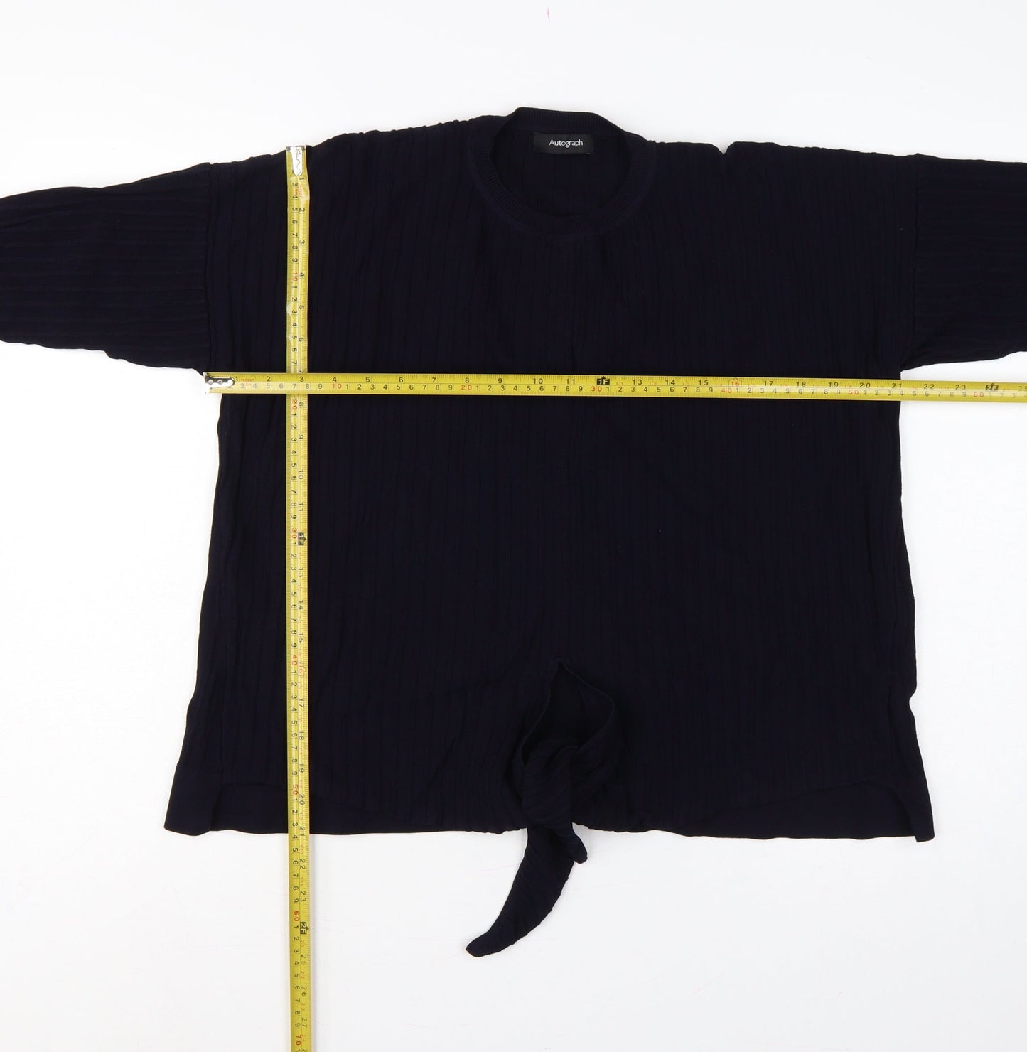 Autograph Women’s Navy UK 12 Rib Knit Tie Hem Pullover Jumper