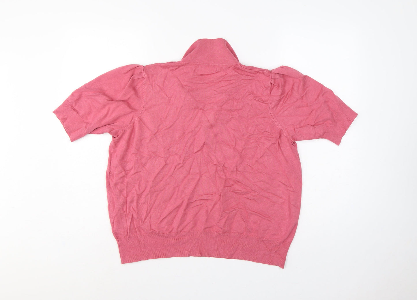 M&S Womens Pink Size 20 Collared Short Sleeve Fine Knit Jumper