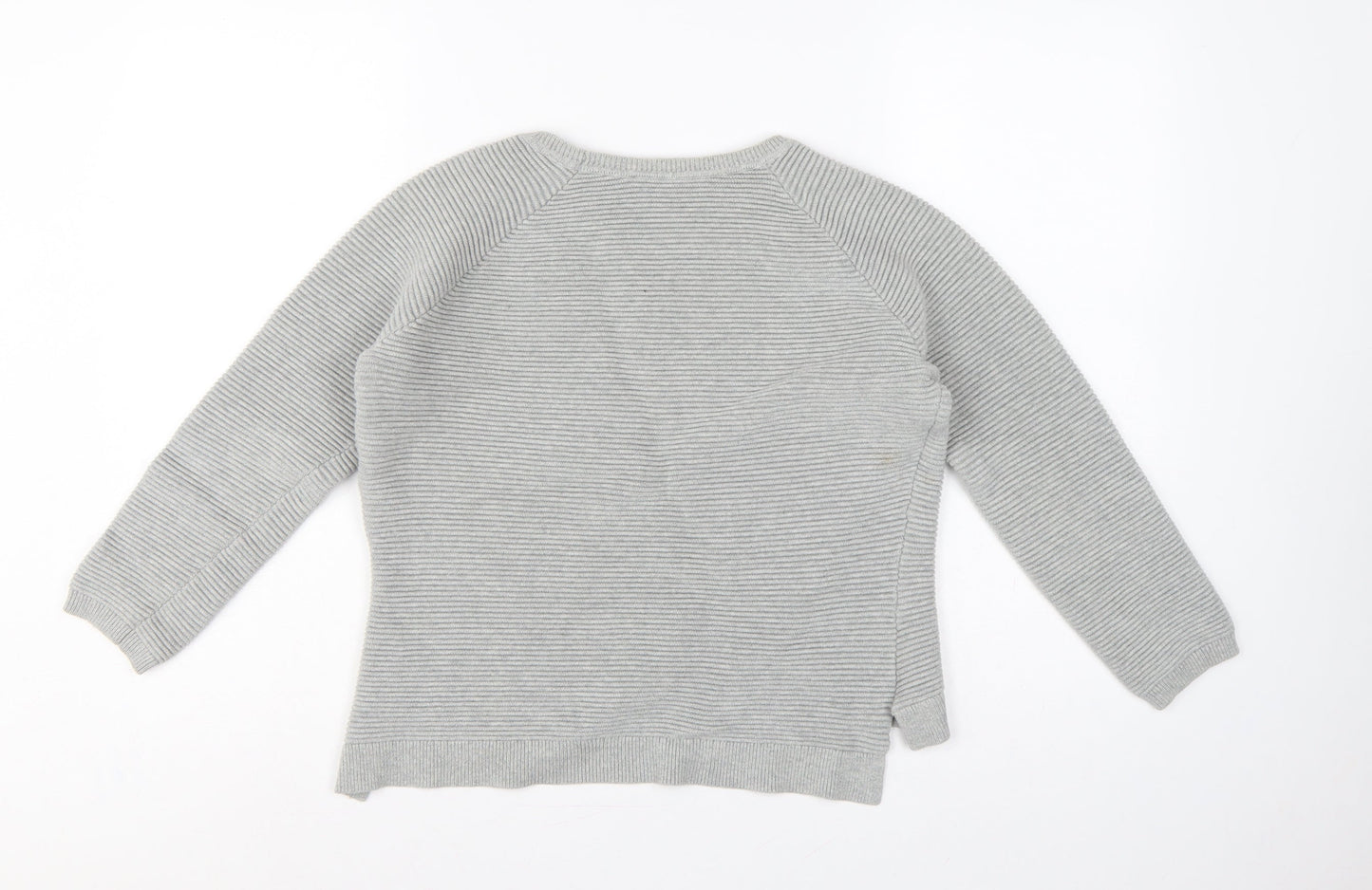 French Connection Women’s Grey XS Cotton Rib Knit Raglan Pullover Jumper