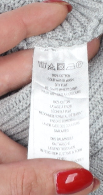 French Connection Women’s Grey XS Cotton Rib Knit Raglan Pullover Jumper