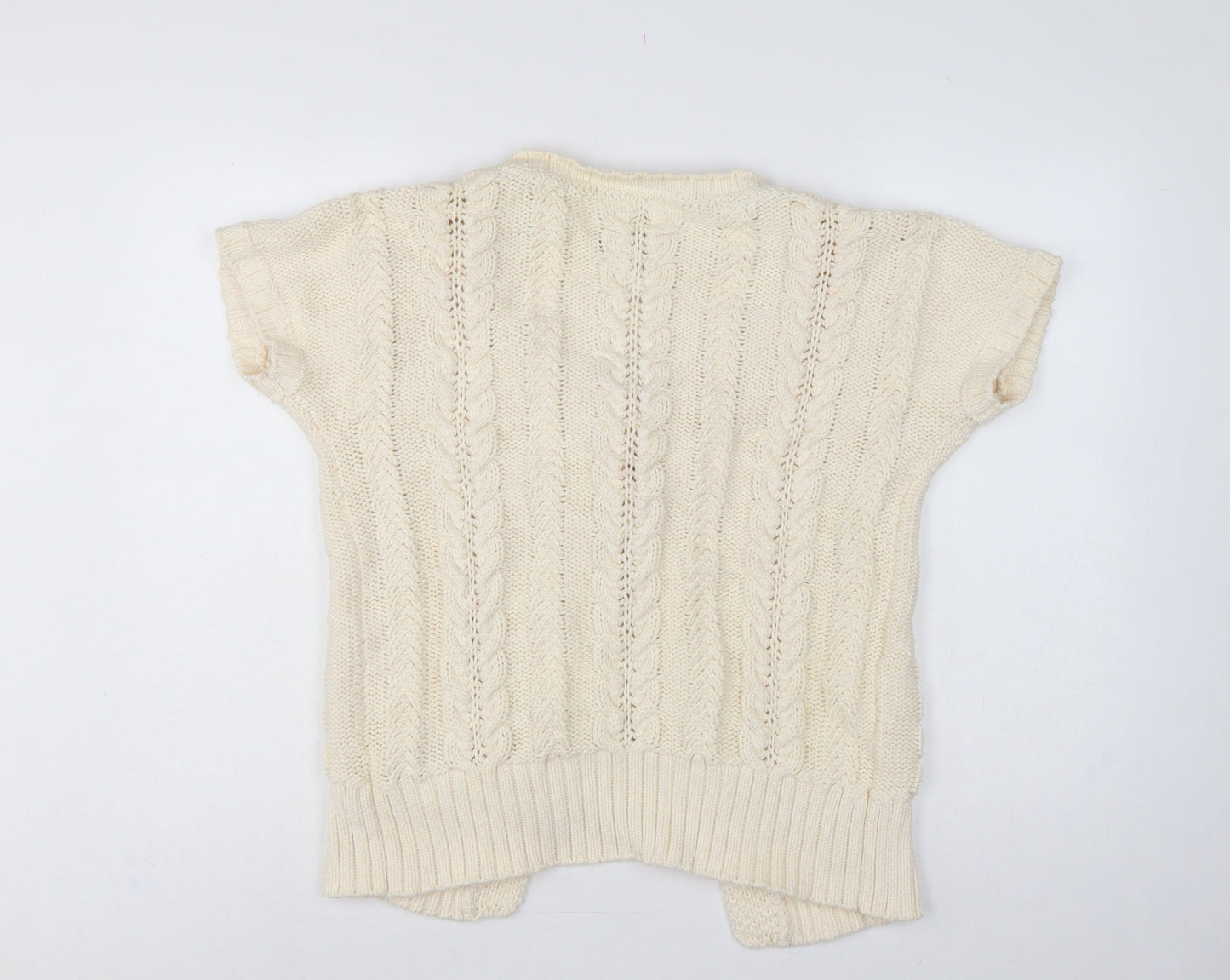Hilfiger Denim Women Ivory XL Cable Knit Short Sleeve Cardigan