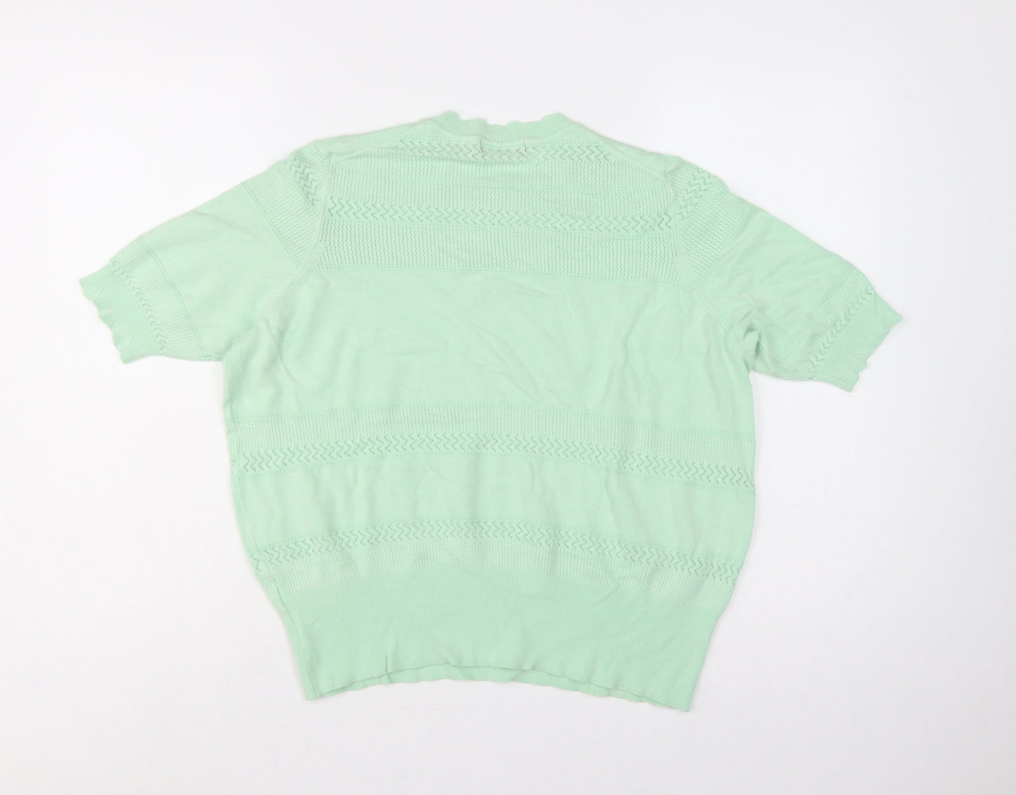 Marks and Spencer Women Green UK 18 Short Sleeve Knit Pullover Jumper