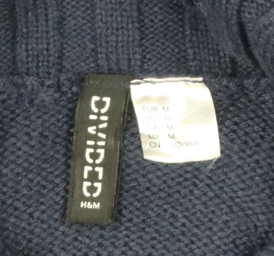 H&M Divided Women’s Blue M Cropped Roll Neck Raglan Knit Jumper