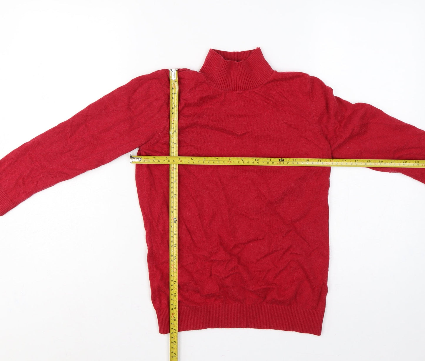 Wallis Women Red Angora Blend Roll Neck Knit Jumper UK 10 Long Sleeve