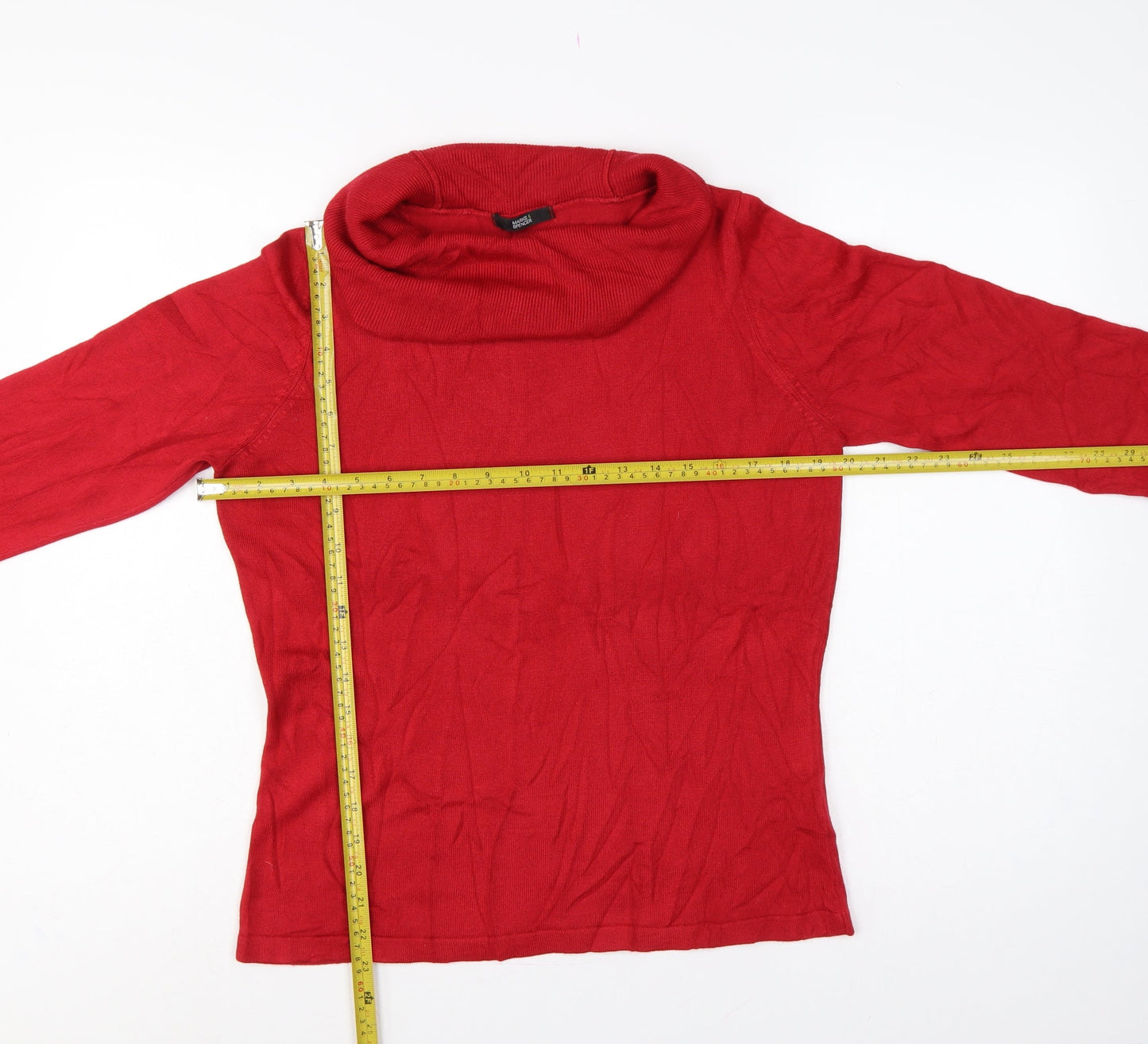 Marks and Spencer Women's Red UK 16 Roll Neck Knit Jumper