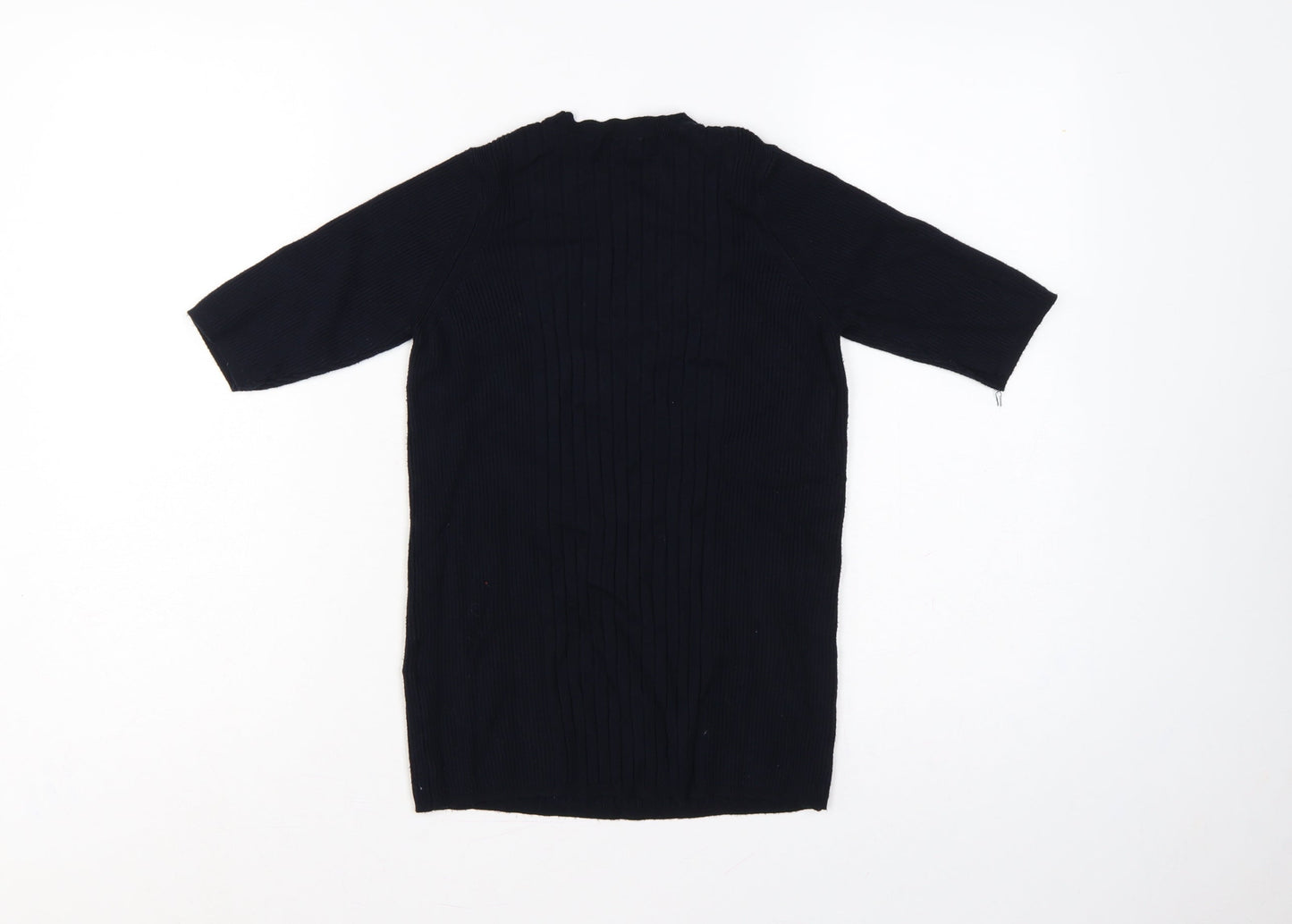 Marks and Spencer Women’s Blue M Ribbed Knit Tunic Jumper Short Sleeve