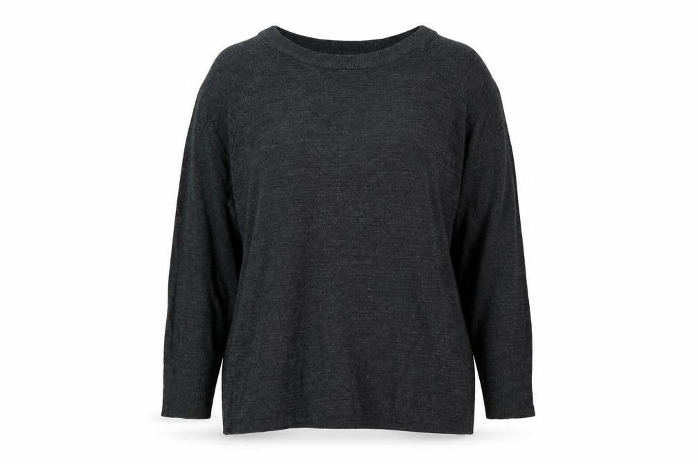 Front view of Jacqueline de Yong Women’s Grey S Crew Neck Balloon Sleeve Knit Jumper
