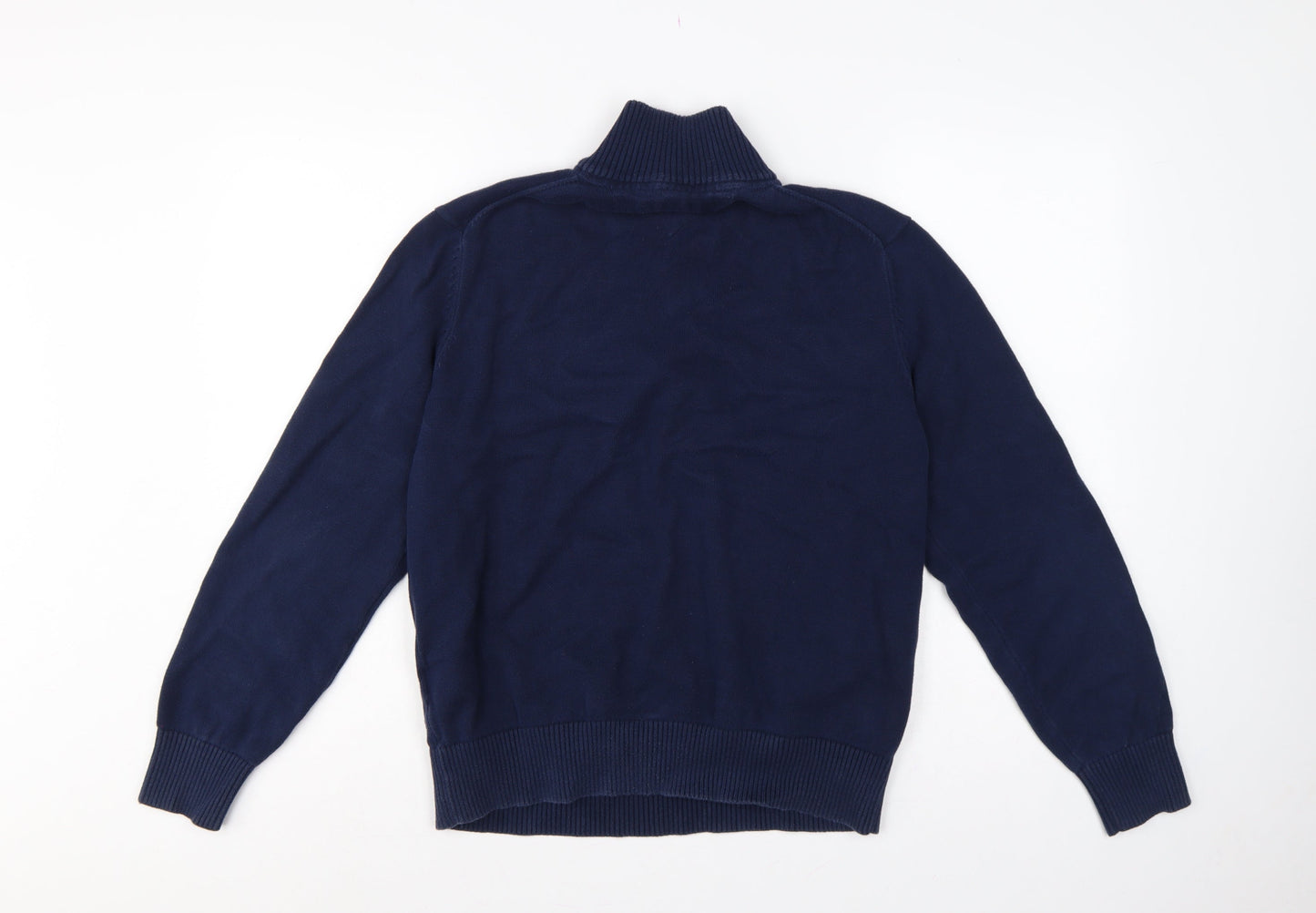 Tommy Hilfiger Men’s Blue M 1/4 Zip High Neck Cotton Jumper