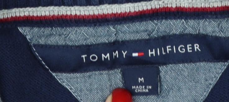 Tommy Hilfiger Men’s Blue M 1/4 Zip High Neck Cotton Jumper