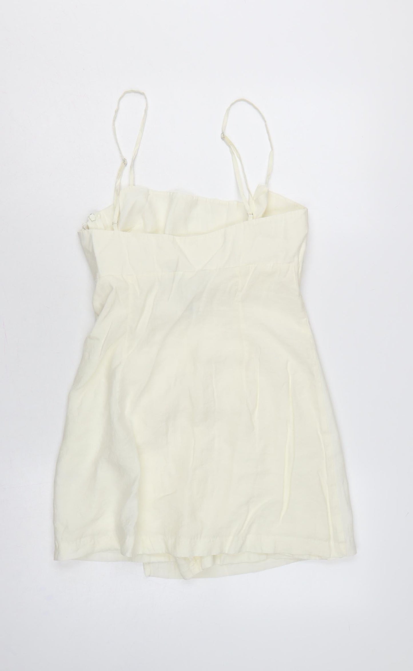 Zara Women Ivory M Wrap Mini Dress Adjustable Straps Tie Waist