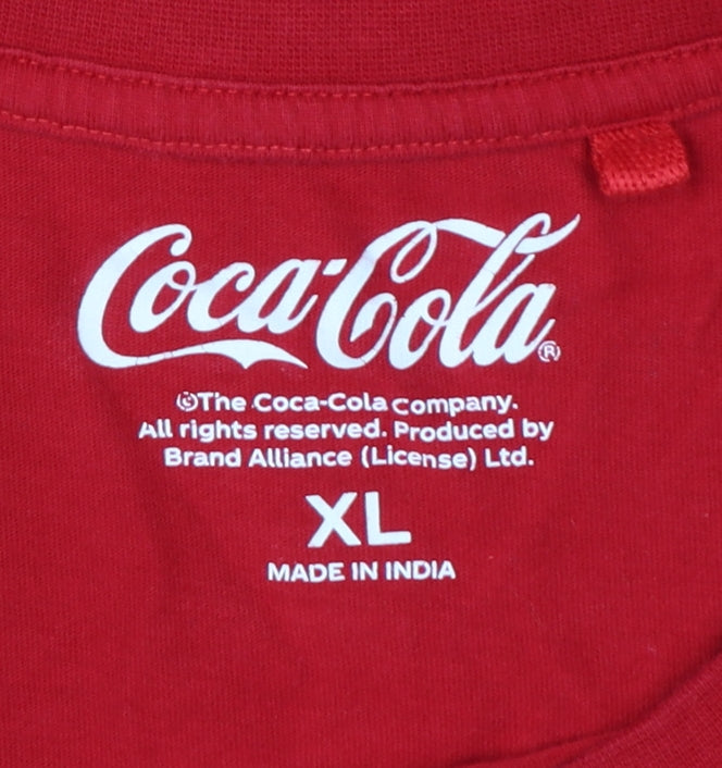 Additional view of Coca-Cola Men’s Red XL Crew Neck Graphic Football T-Shirt