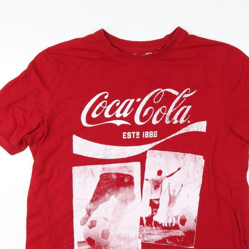 Additional view of Coca-Cola Men’s Red XL Crew Neck Graphic Football T-Shirt