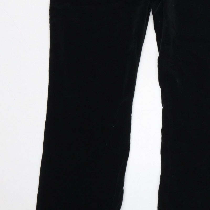 Topshop Women Black UK 14 Velvet V-Neck Backless Flared Jumpsuit