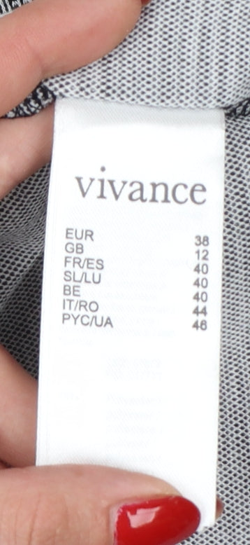 Vivance Women’s Grey Check Tapered Jogger Trousers UK 12 Drawstring