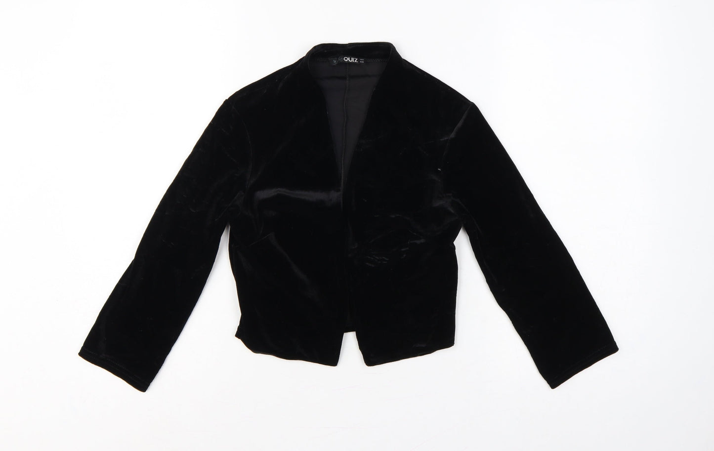 Quiz Women Black UK 8 Velvet Open Front Kimono Bell Sleeve Blouse
