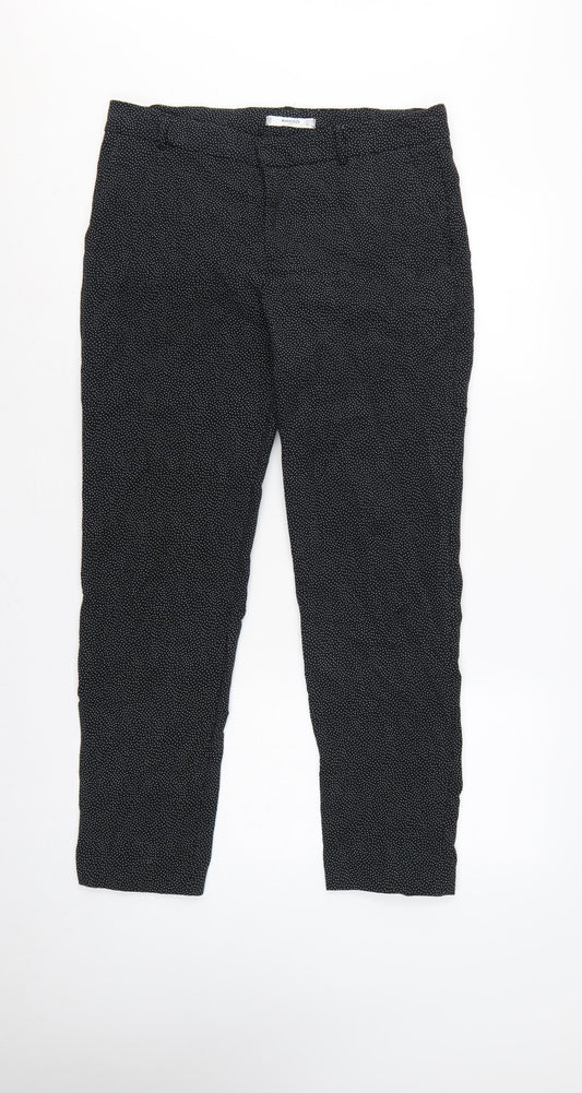 Mango Women Black Polka Dot UK 12 Tapered Dress Trousers Stretch