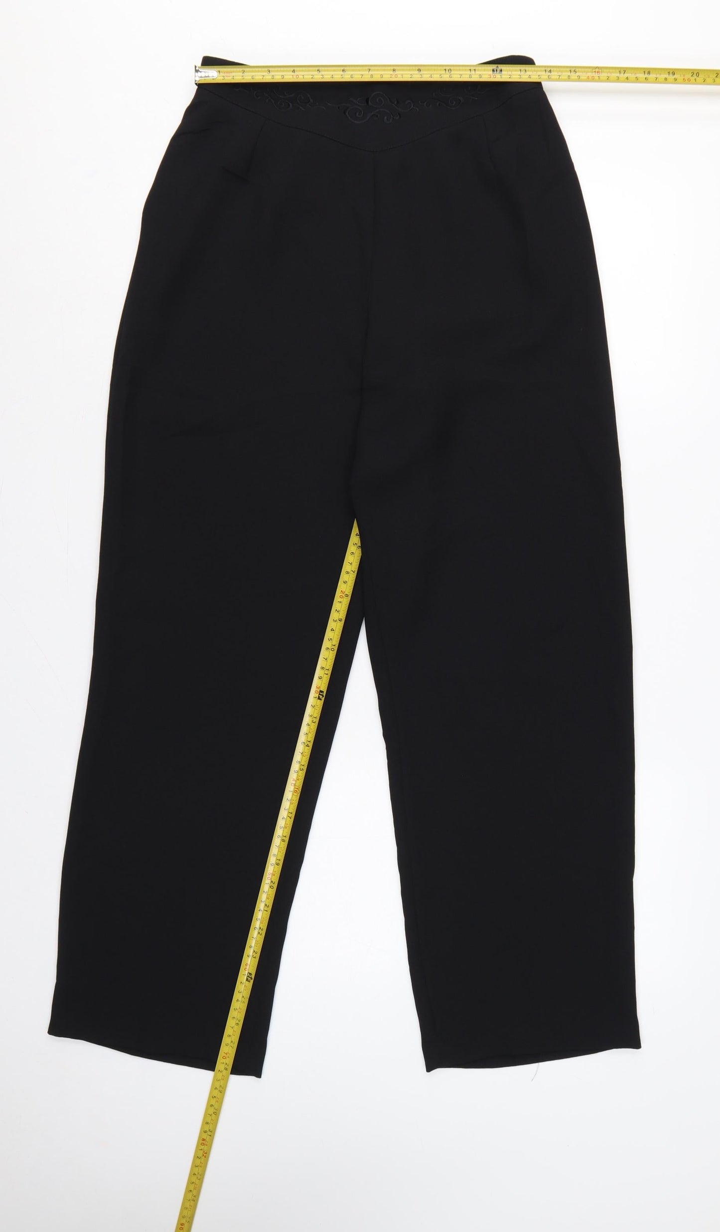 Bonmarche Women’s Black Size 12 Straight Leg Embroidered Waist Trousers