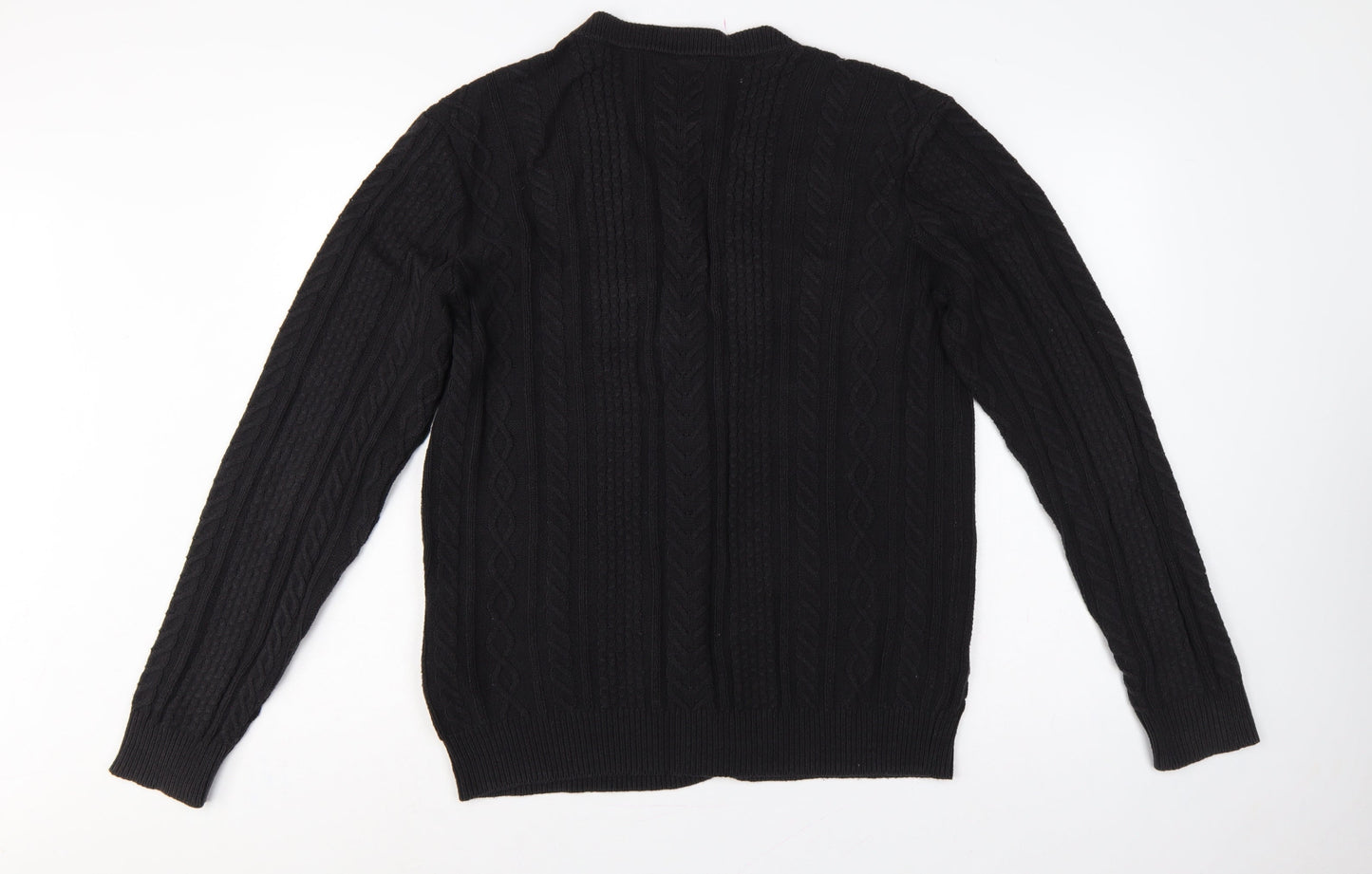 Levi's Men's Black L Cable Knit V-Neck Button Cardigan Cotton